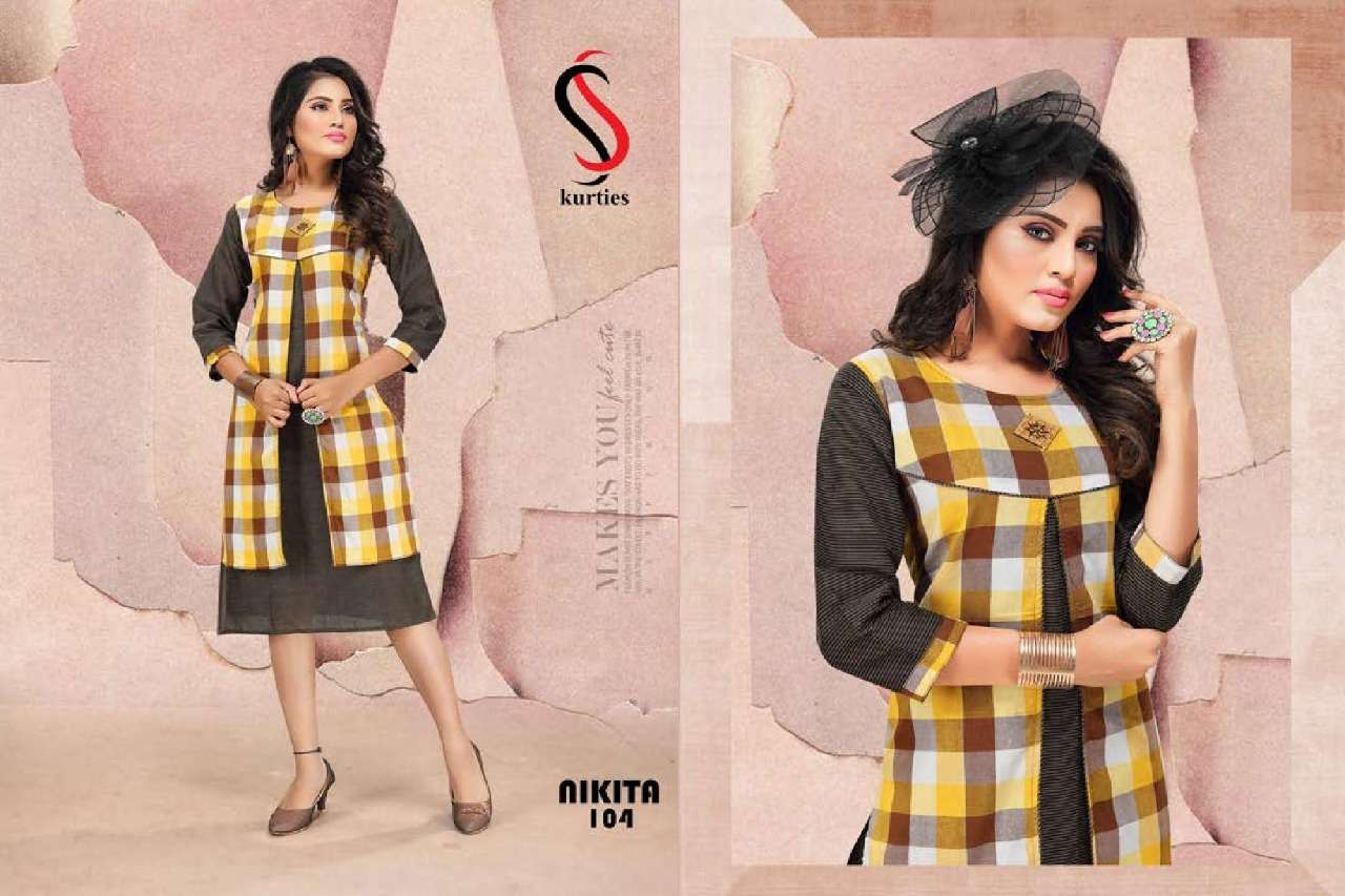 NIKITA BY S S KURTI 101 TO 108 SERIES BEAUTIFUL STYLISH FANCY COLORFUL CASUAL WEAR & ETHNIC WEAR & READY TO WEAR HANDLOOM COTTON KURTIS AT WHOLESALE PRICE